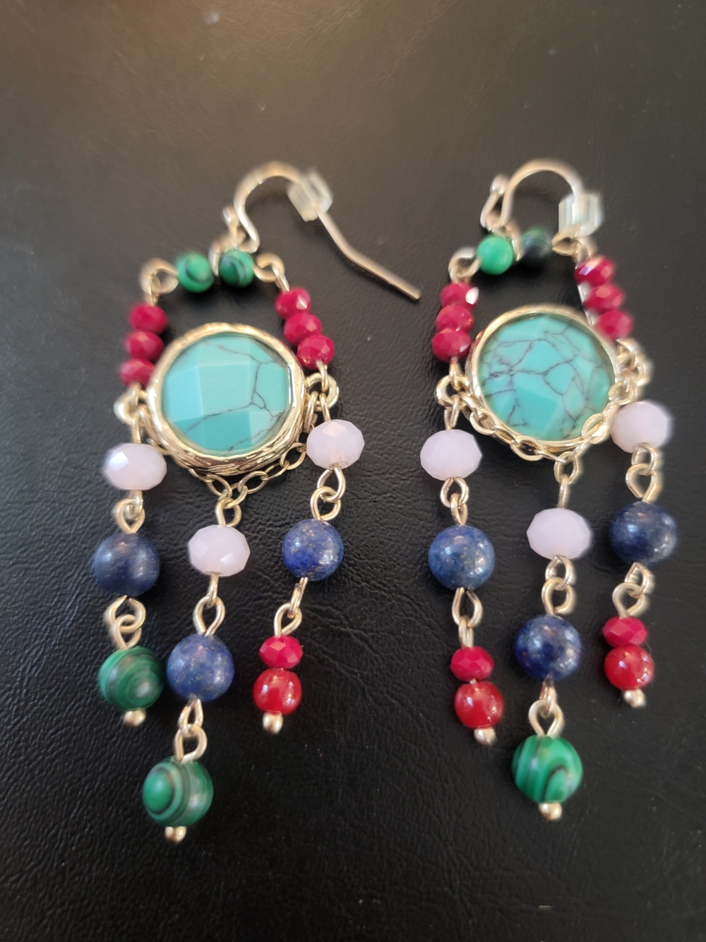 Chico's Turquoise Multi-Bead Dangle Earrings - Colorful Boho Jewelry